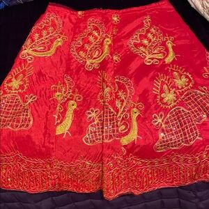 Vibrant Pink and Gold Embroidered, sequined Skirt